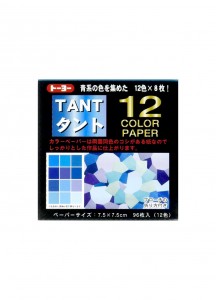 Бумага для оригами Tant 12 Color голубых оттенков от Toyo [75×75мм; 12 цветов: 96 листов]